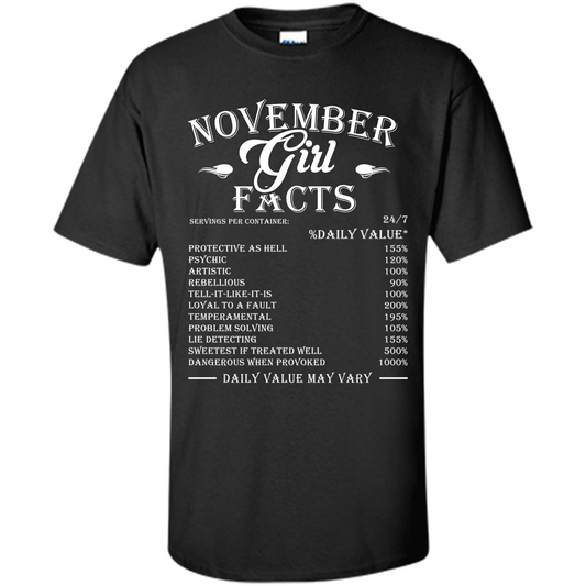 November Girl Facts T-shirt Black