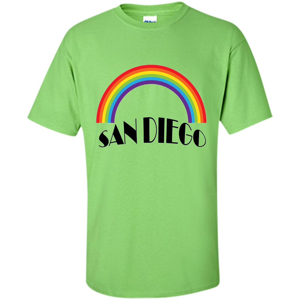 LGBTQ. San Diego LGBT Pride Rainbow T-shirt Lime