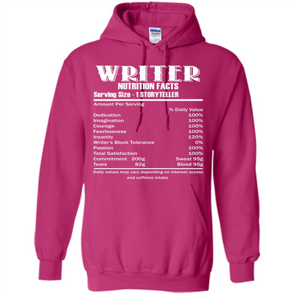 Writer Nutrition Facts Serving Size T-shirt