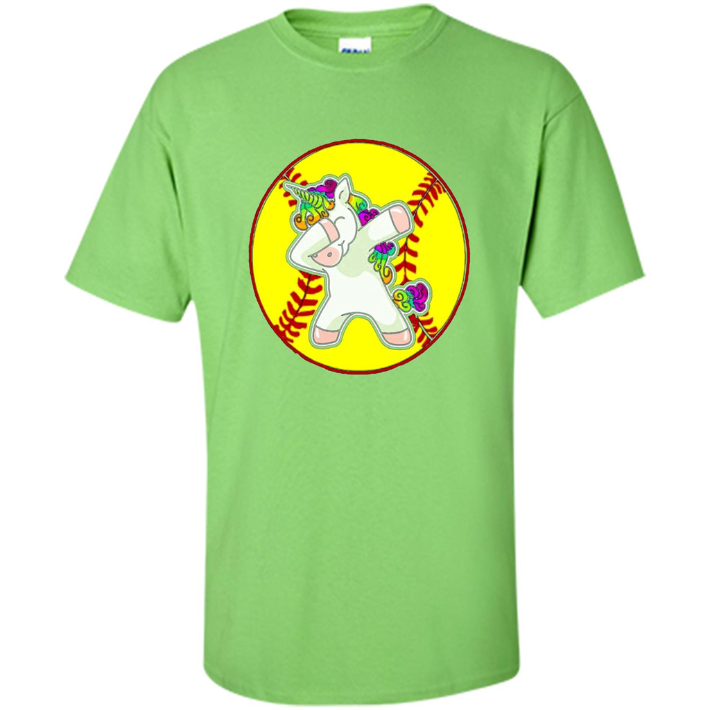 Unicorn Dabbing Softball T-shirt Lime