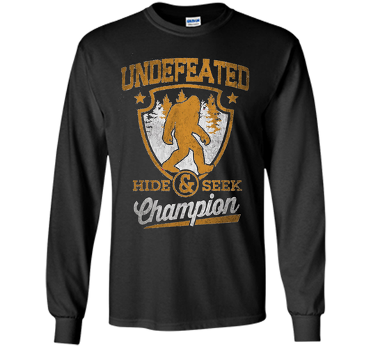 Bigfoot T-shirt Undefeated Hide &amp; Seek Sasquatch Yeti Gift T-shirt Black S