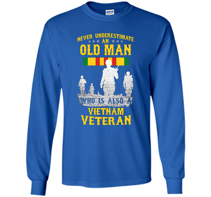 Mens Never Underestimate an OLD MAN Vietnam Veteran - Gift Tee cool shirt Royal