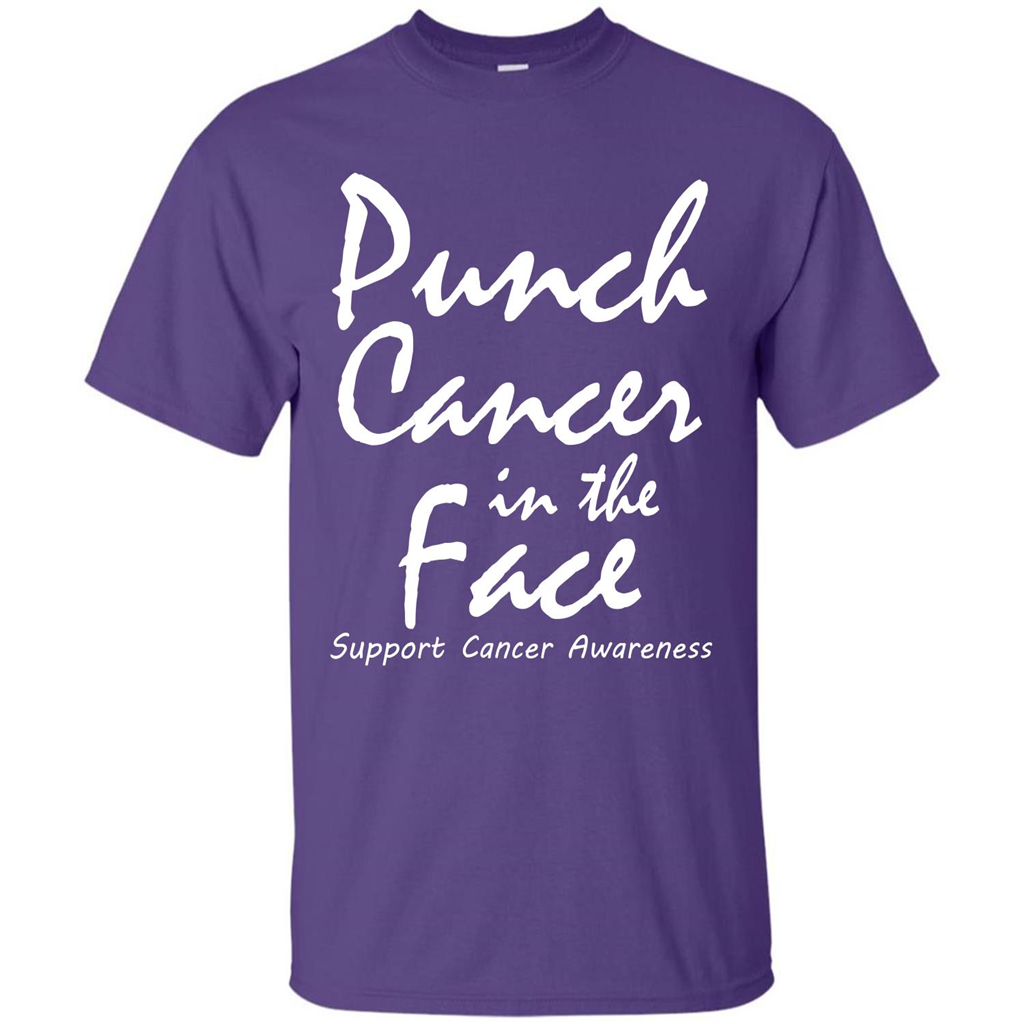 Support Cancer Awareness In The Face T-shirt Purple