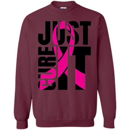 Breast Cancer Awareness T-shirt Just Cure It Maroon