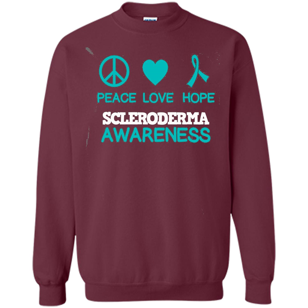 Scleroderma Awareness Ribbon Support T-shirt Peace Love Hope T-shirt Maroon