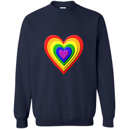 LGBT T-shirt Rainbow Heart T-shirt Navy