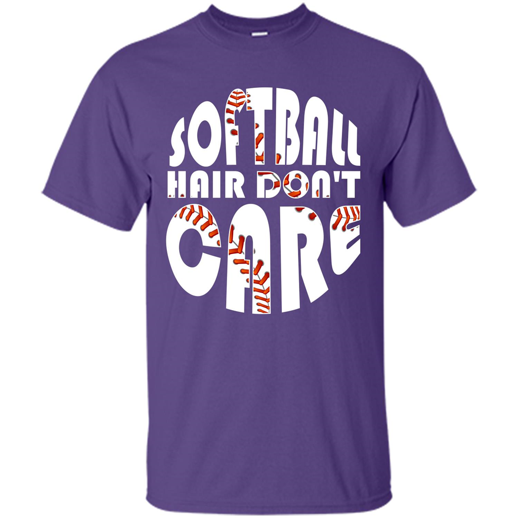 Softball Lover T-shirt Softball Hair Don't Care T-shirt Purple
