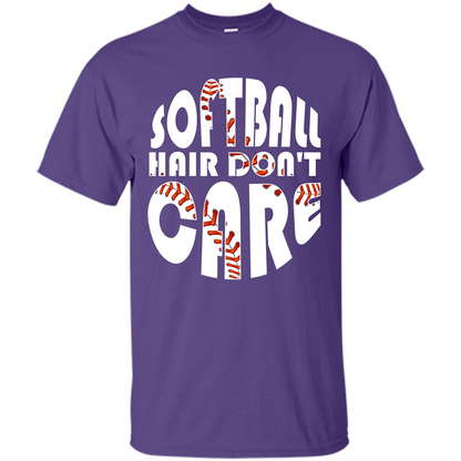 Softball Lover T-shirt Softball Hair Don't Care T-shirt Purple
