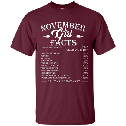 November Girl Facts T-shirt Maroon