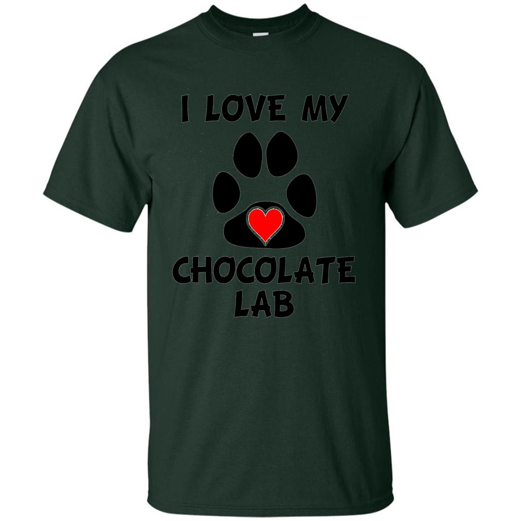 I Love My Chocolate Lab Paw T-shirt Heart Dog Owner T-Shirt Forest Green