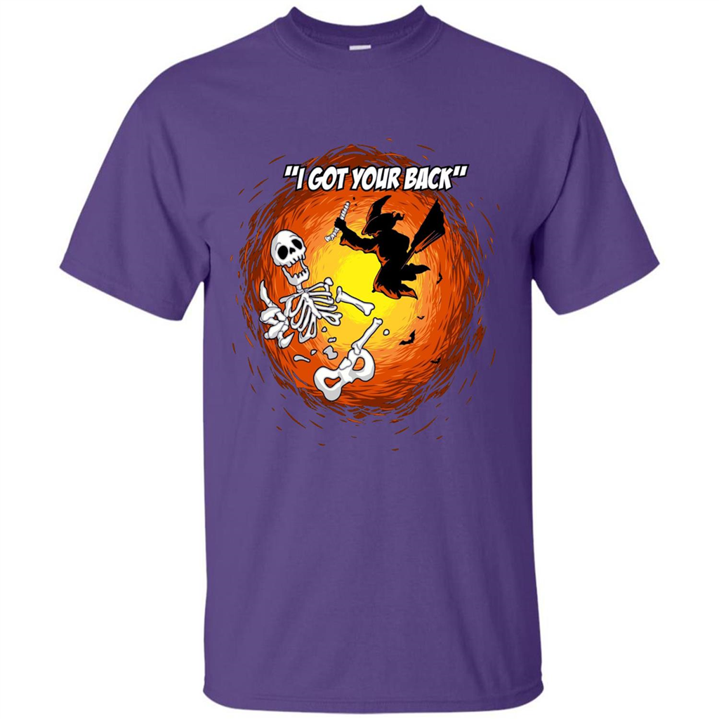 Funny Witch Skeleton Halloween 2017 I Got Your Back T-shirt Purple