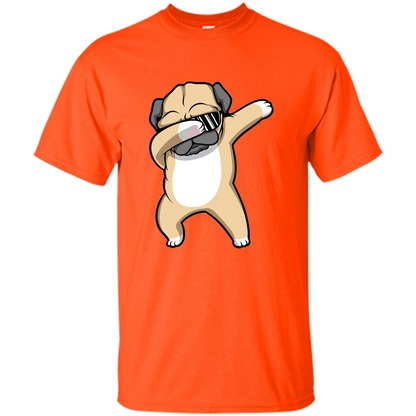 Dabbing Pug T-shirt Funny Cute Dog Dab Dance T-Shirt Orange