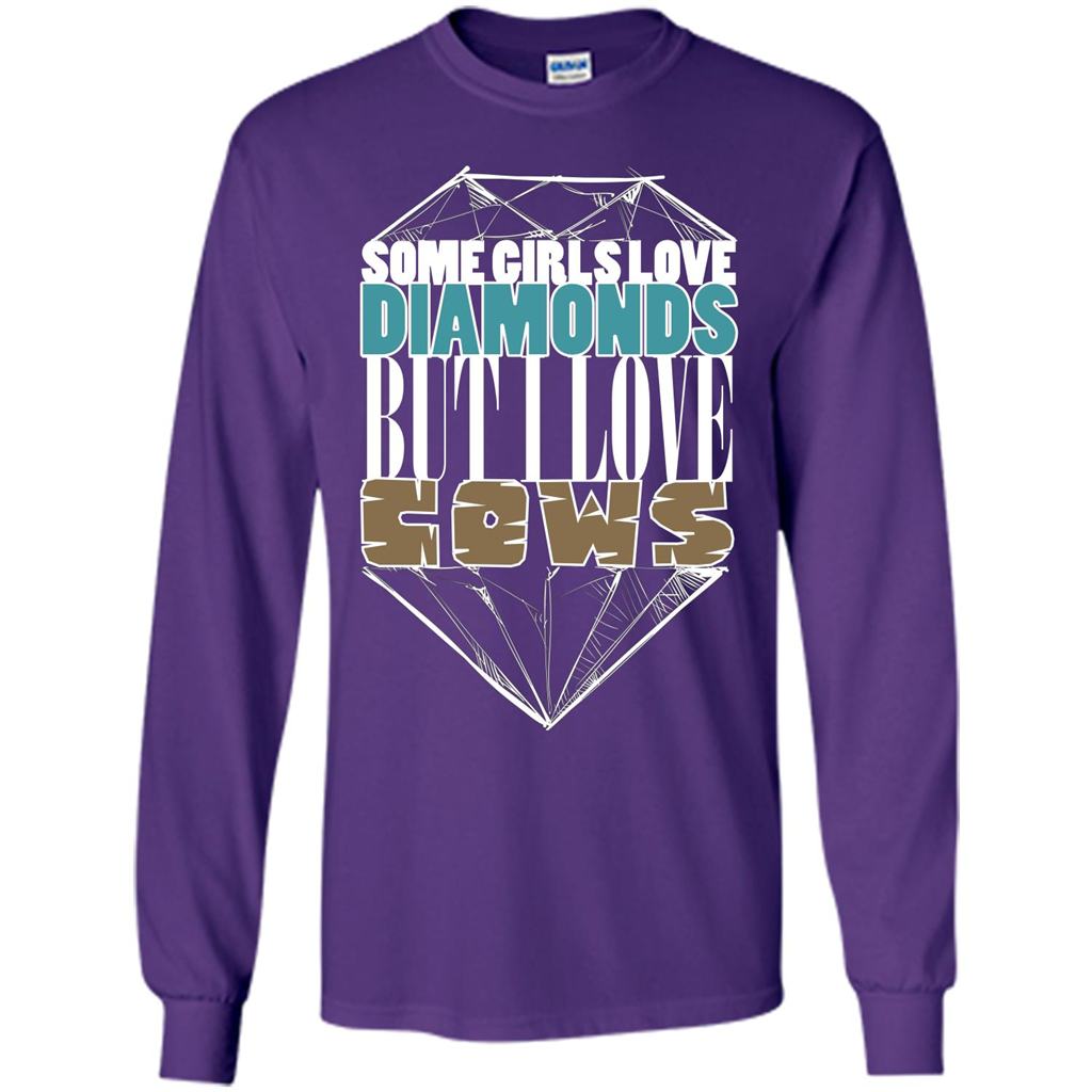 Cow Lovers T-shirt Some Girls Love Diamond But I Love Cows Purple