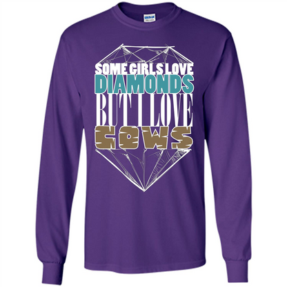 Cow Lovers T-shirt Some Girls Love Diamond But I Love Cows Purple