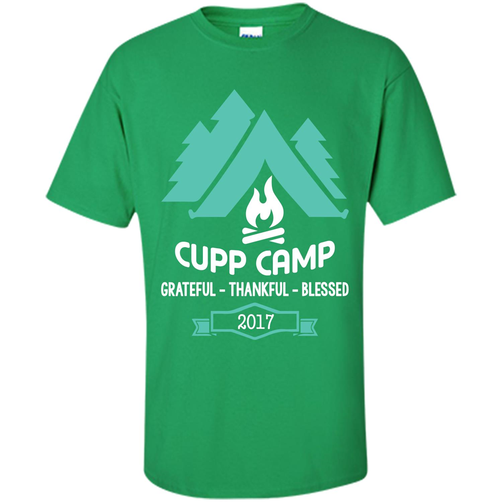 Camping T-shirt Cupp Camp Grateful - Thankful - Blessed 2017 Irish Green