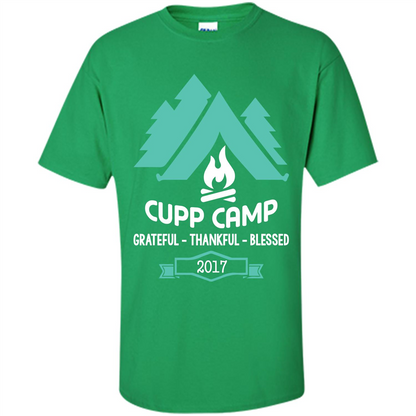 Camping T-shirt Cupp Camp Grateful - Thankful - Blessed 2017 Irish Green