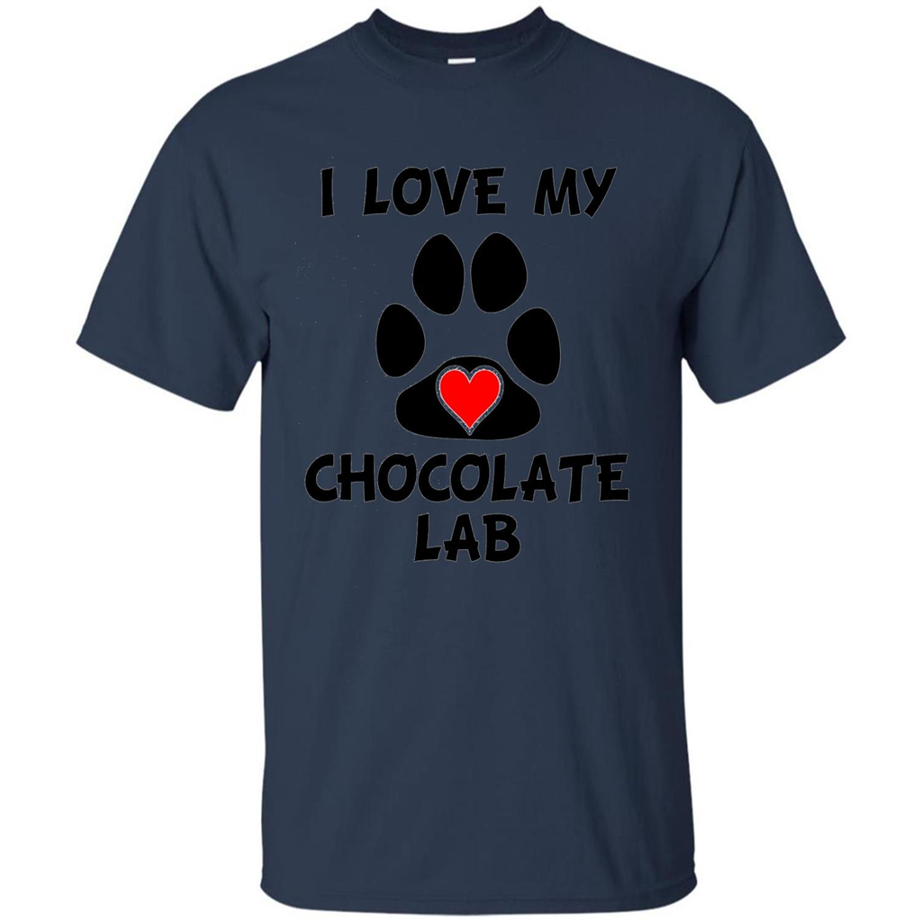 I Love My Chocolate Lab Paw T-shirt Heart Dog Owner T-Shirt Navy