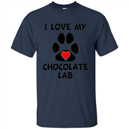 I Love My Chocolate Lab Paw T-shirt Heart Dog Owner T-Shirt Navy