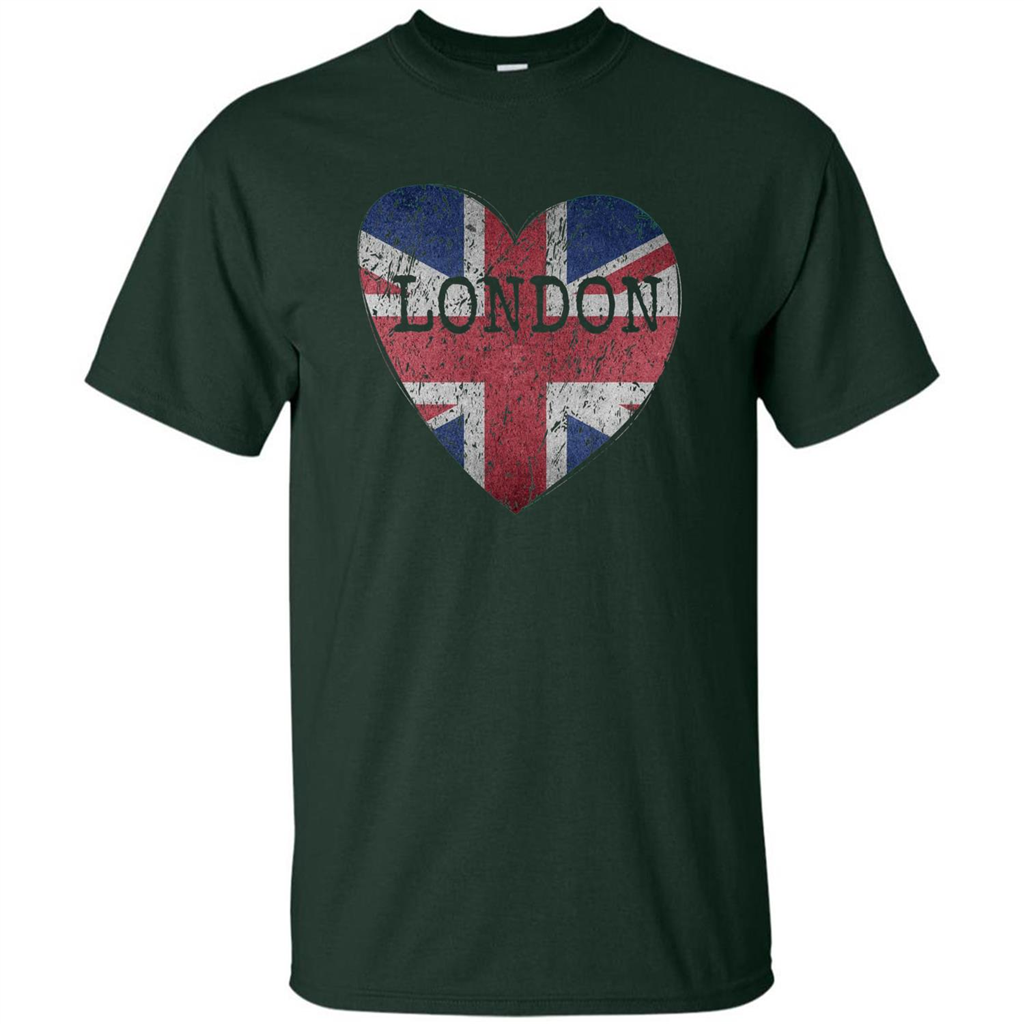 London Flag UK Heart T-shirt Forest Green