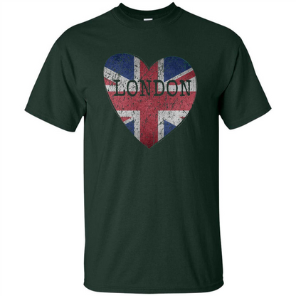 London Flag UK Heart T-shirt Forest Green