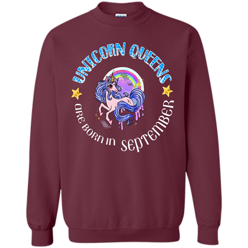 September Unicorn T-shirt Unicorn Queens Are Born September Maroon