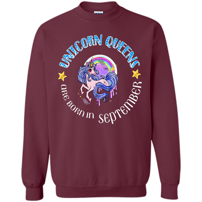September Unicorn T-shirt Unicorn Queens Are Born September Maroon