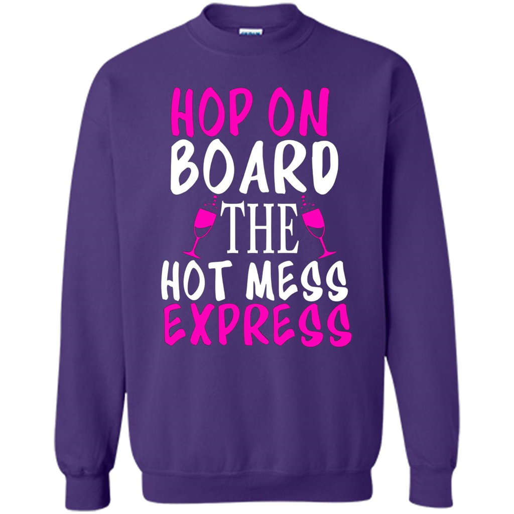 Wine T-shirt Hop On Board The Hot Mess Express Purple