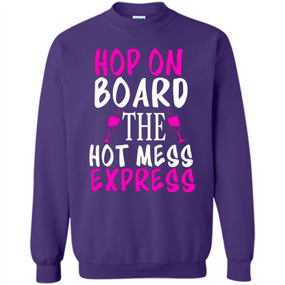 Wine T-shirt Hop On Board The Hot Mess Express Purple