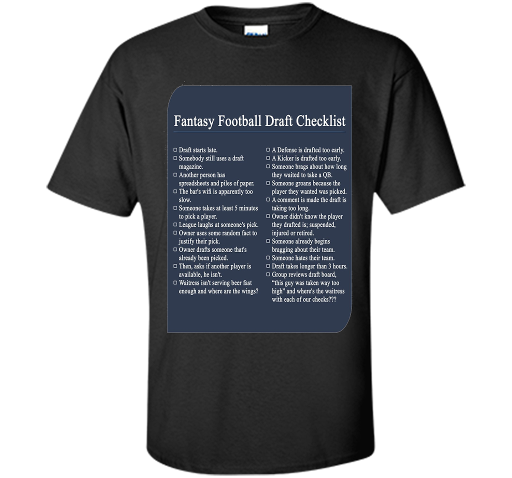 Fantasy Football Draft Checklist T-shirt Royal
