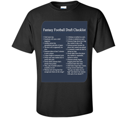 Fantasy Football Draft Checklist T-shirt Royal