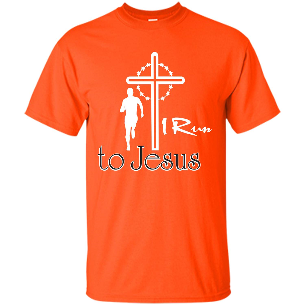 Christian T-shirt I Run To Jesus T-shirt Orange