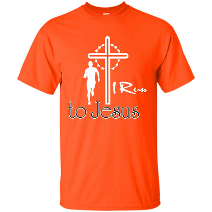 Christian T-shirt I Run To Jesus T-shirt Orange