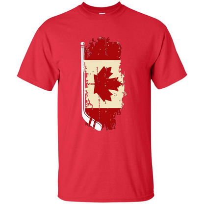 Canada Hockey Funny T-Shirt Canada Hockey Flag T-shirt Red