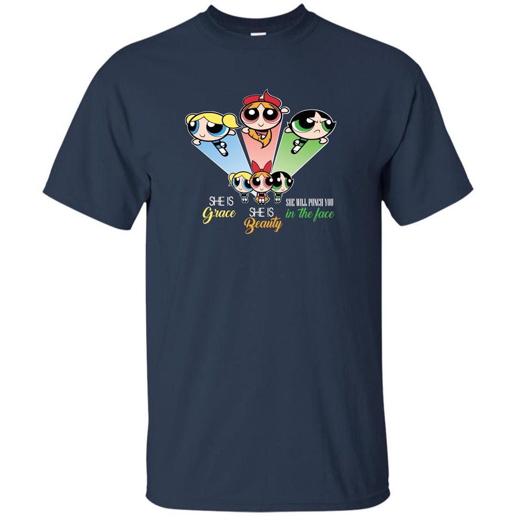 Powerpuff Girls T-shirt She Is Beauty She Is Grace T-shirt Navy