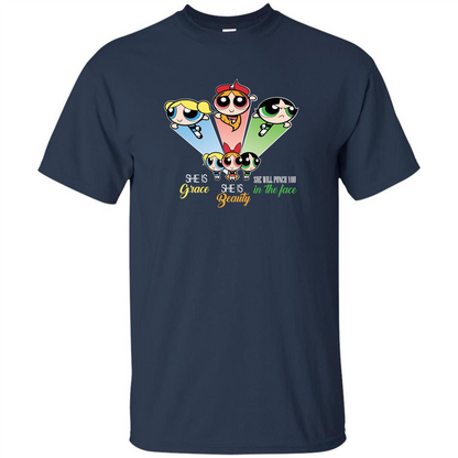 Powerpuff Girls T-shirt She Is Beauty She Is Grace T-shirt Navy