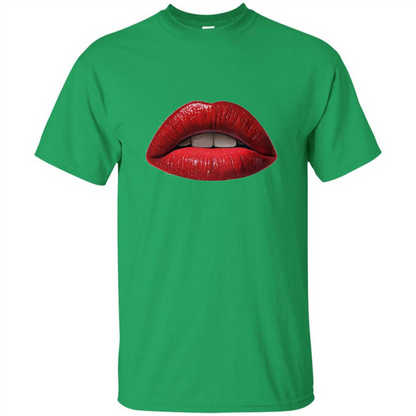 Red Lips T-shirt with Red Lips Art T-shirt Irish Green