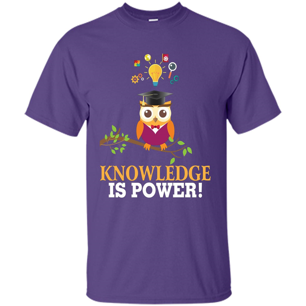 Knowledge is Power T-Shirt Cute Owl Teacher Student T-shirt Purple