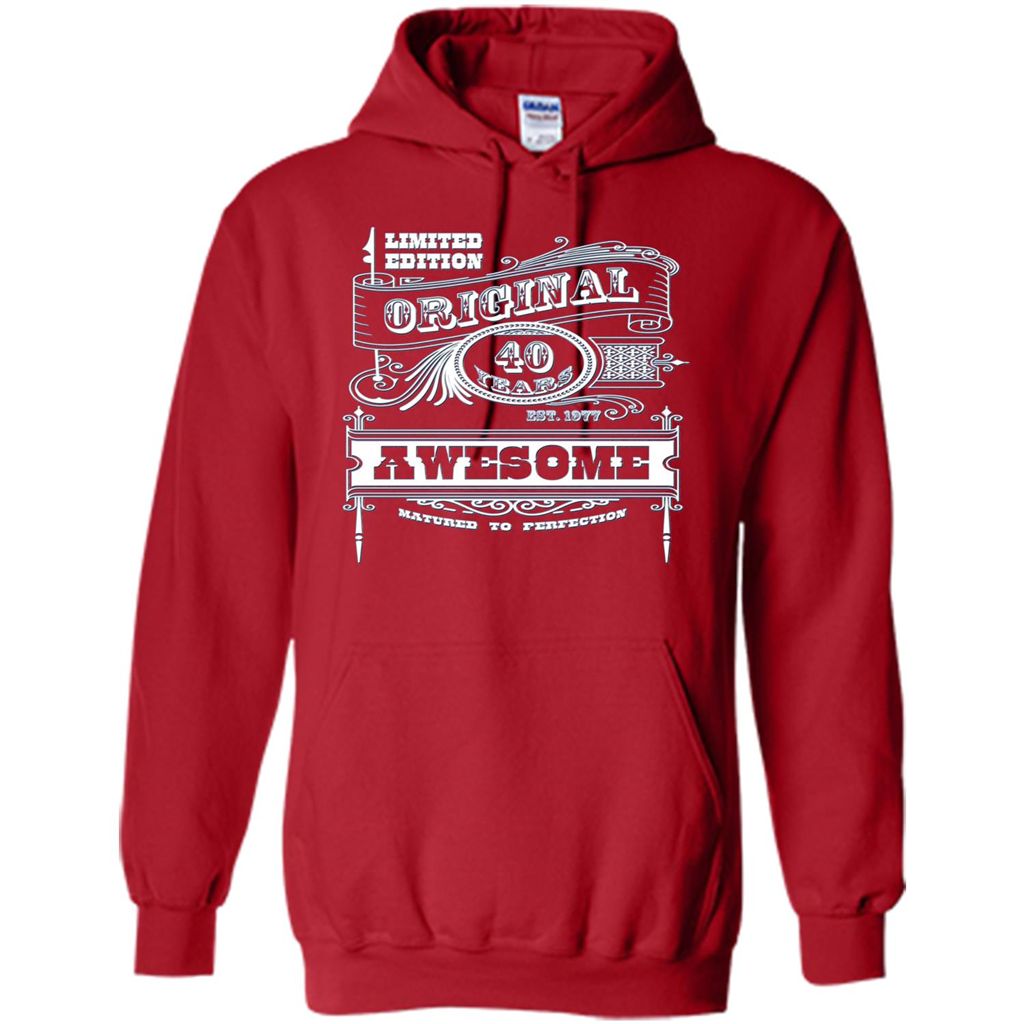 Best 40th Birthday Made in 1977 Awesome T-Shirt Red