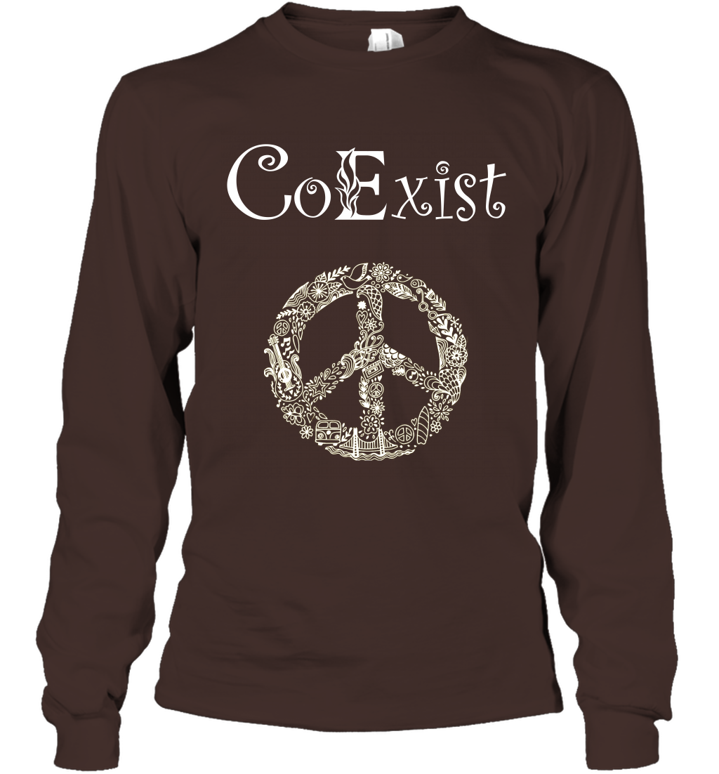 Co Exist Shirt Long Sleeve T-Shirt Long Sleeve T-Shirt Dark Chocolate