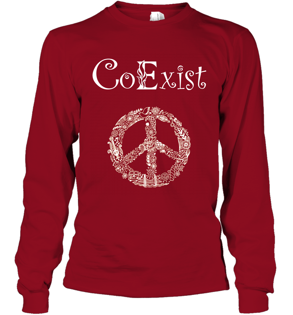 Co Exist Shirt Long Sleeve T-Shirt Long Sleeve T-Shirt Cardinal Red