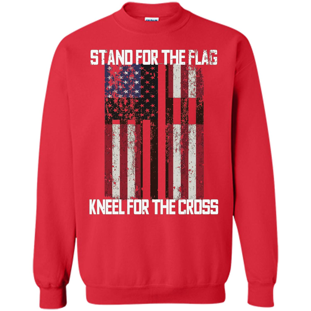 American T-shirt Stand For The Flag Kneel For The Cross Red
