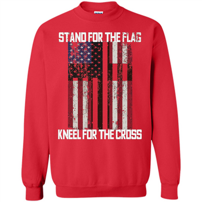 American T-shirt Stand For The Flag Kneel For The Cross Red