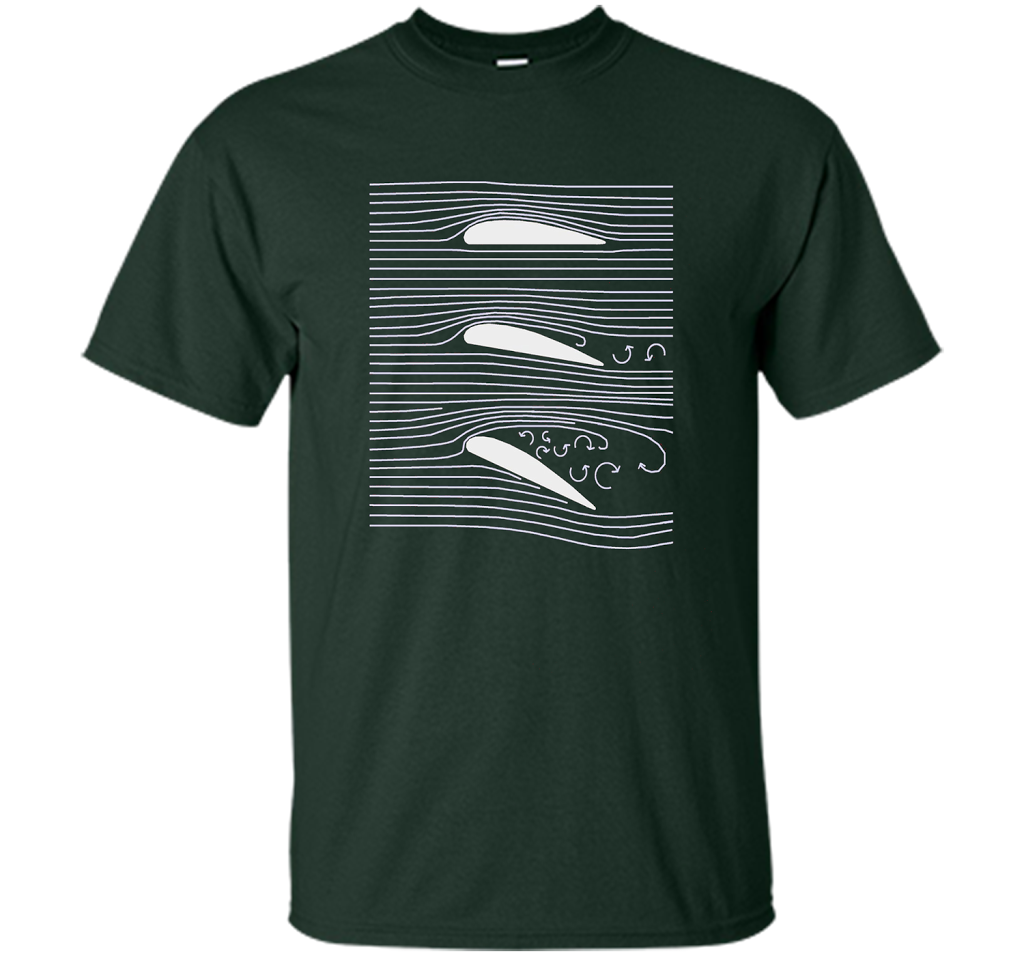 Airplane Wing T-shirt Aerospace Airfoil Stall Diagram Forest Green