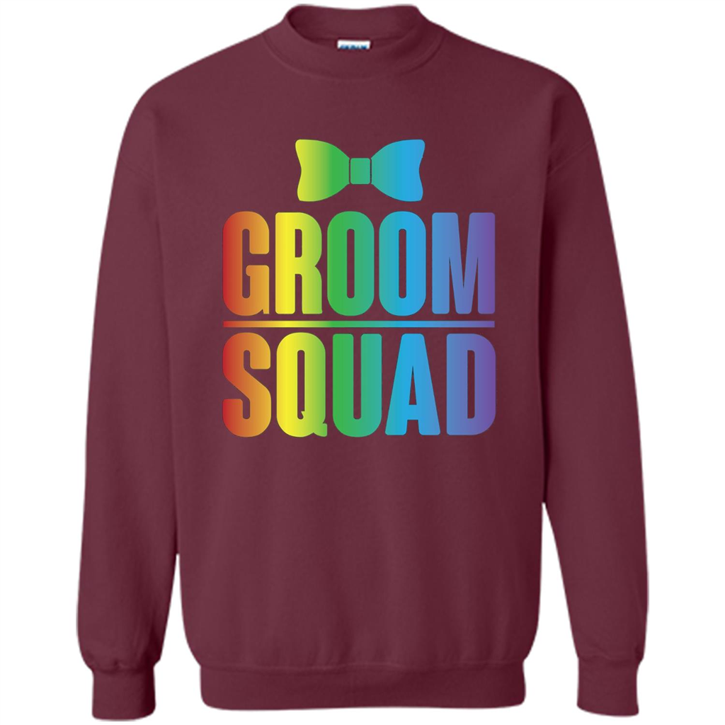 Groom Squad Bachelor Party Rainbow Bowtie T-Shirt Maroon