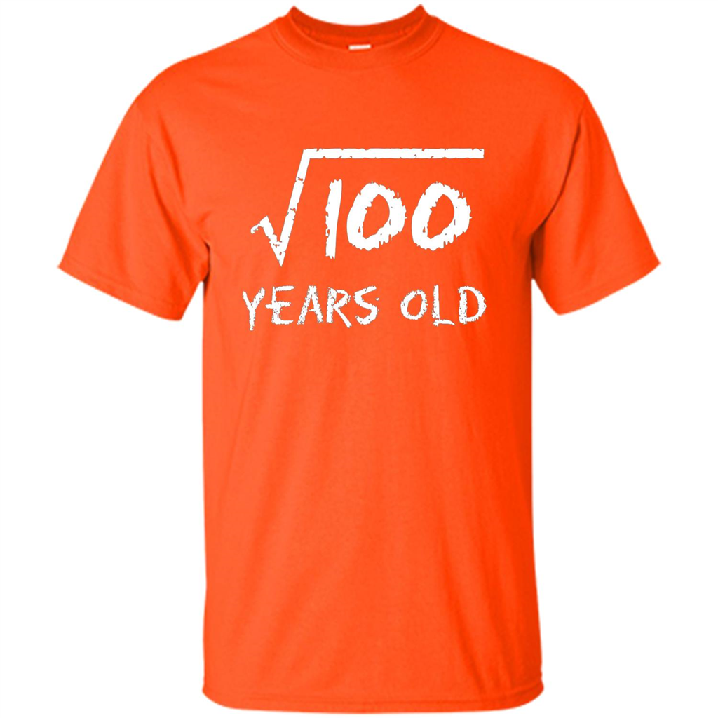 Square Root Of 100 T-shirt 10th Birthday 10 Years Old T-Shirt Orange