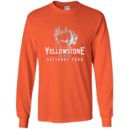 Yellowstone National Park Wyoming Buffalo T-shirt Orange