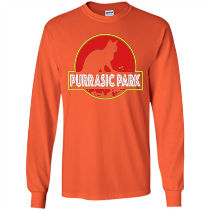 Funny Kitty Cat Graphic T-shirt Purrasic Park Cat T-Shirt Orange