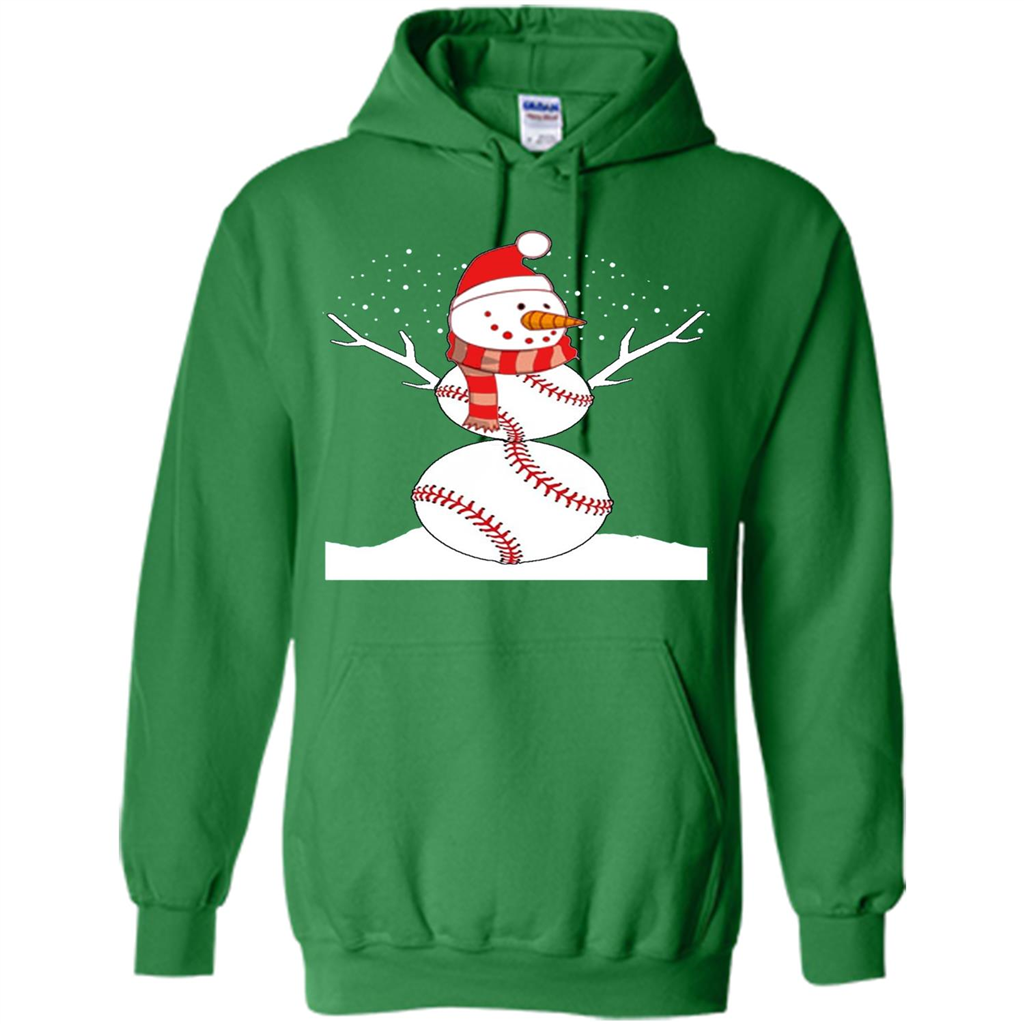 Cute Baseball Snowman Christmas T-Shirt Irish Green