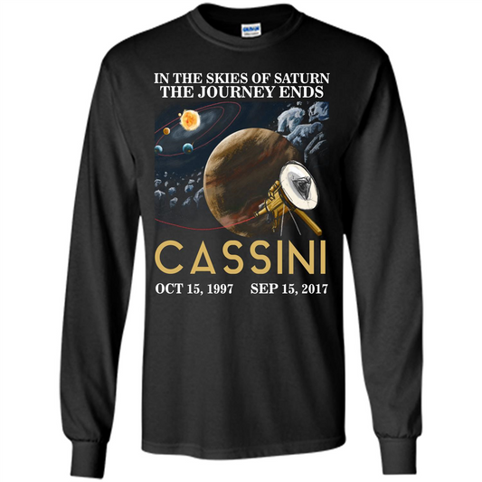 Cassini Grand Finale T-shirt In The Skies Of Saturn T-shirt Black