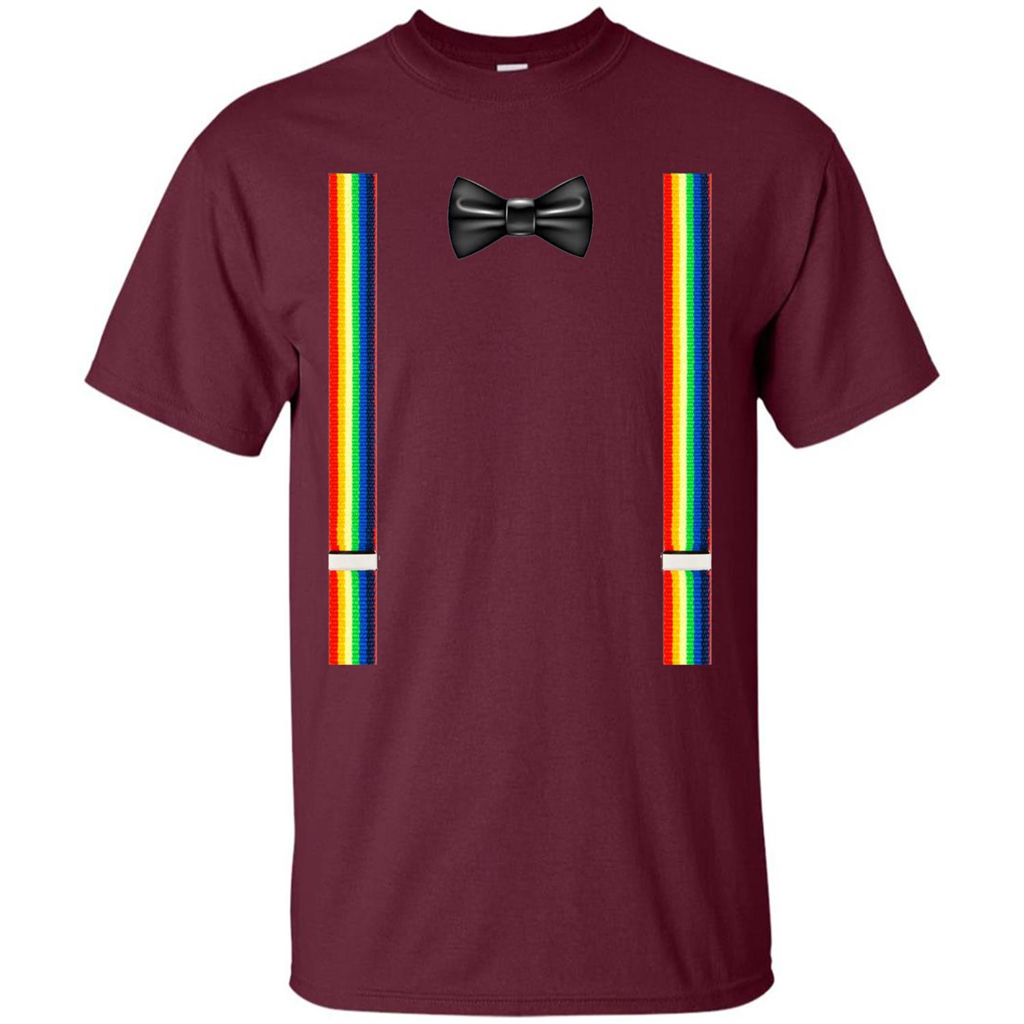 Suspenders And Bowtie Clown Costume T-shirt Maroon